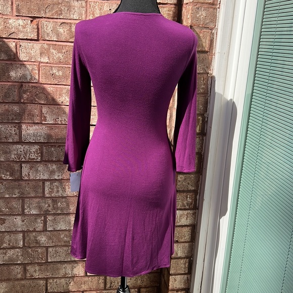 New Sky Purple Bell Sleeve Mini Dress Size S - Picture 8 of 10